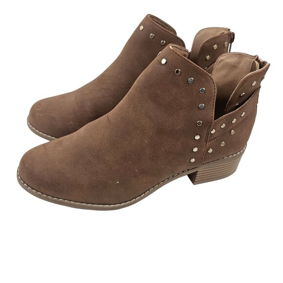 Lane Bryant Womens Brown Ankle Boots Size 9W Studded Back Zipper Block Heel - Picture 5 of 8